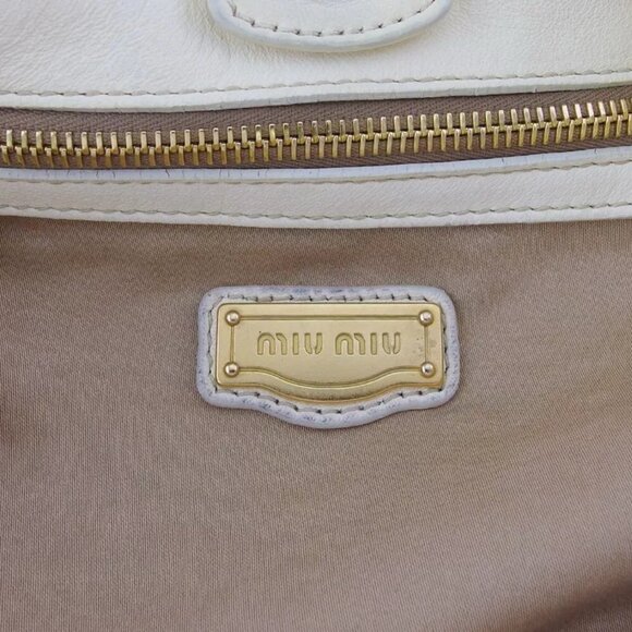 miu miu tote bag Intetcho beige leather Authentic - Picture 8 of 10